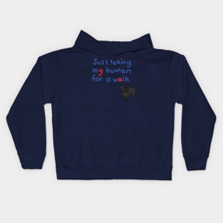 Dog is taking his human for a walk Kids Hoodie